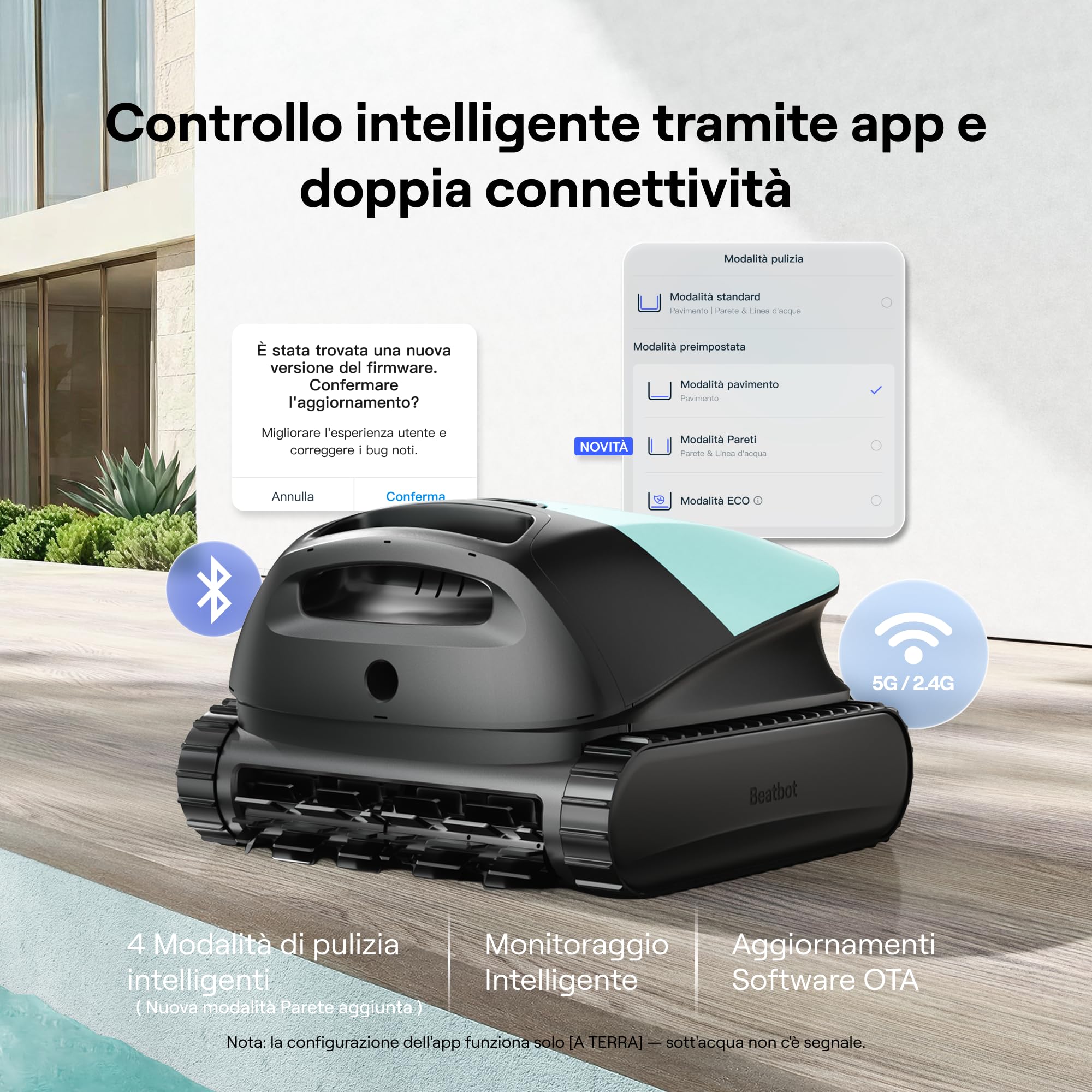 Beatbot Sora 10 Robot Piscina pareti e Fondo, Linea d'Acqua,Verde Menta | pareti e fondo, Linea d'acqua,Piattaforme, robot piscina senza fili, Parcheggio automatico,App,piscine fuori terra/interrate