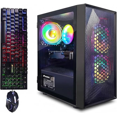 STGAubron Gaming PC Desktop,Corei5 8th Gen,RX 550 4G,16G DDR4,512G SSD | Gaming Computer Tower for Streaming,Video Editing,Home,School,I5 up to 4.3GHz,ARGB Fan,WiFi 6,BT 5.2,4K DP,HDMI,Win11 Home