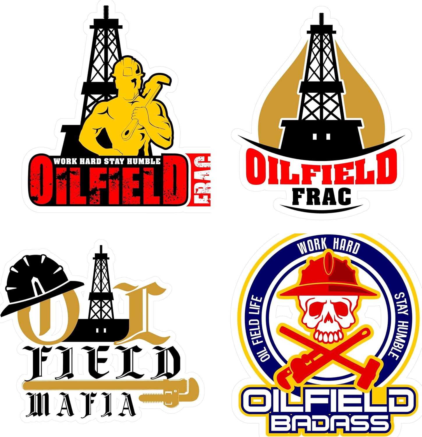 4 pcs Set Oilfield Hard Hat Stickers and Decals Proud USA Oilfield