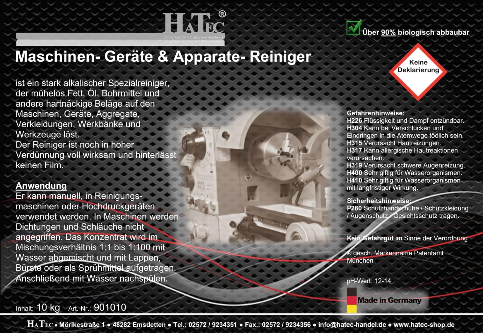 Maschinen- Geräte & Aggregate-Reiniger 10-kg, für Maschinen, Geräte und Aggregate, über 90% biologisch abbaubar.