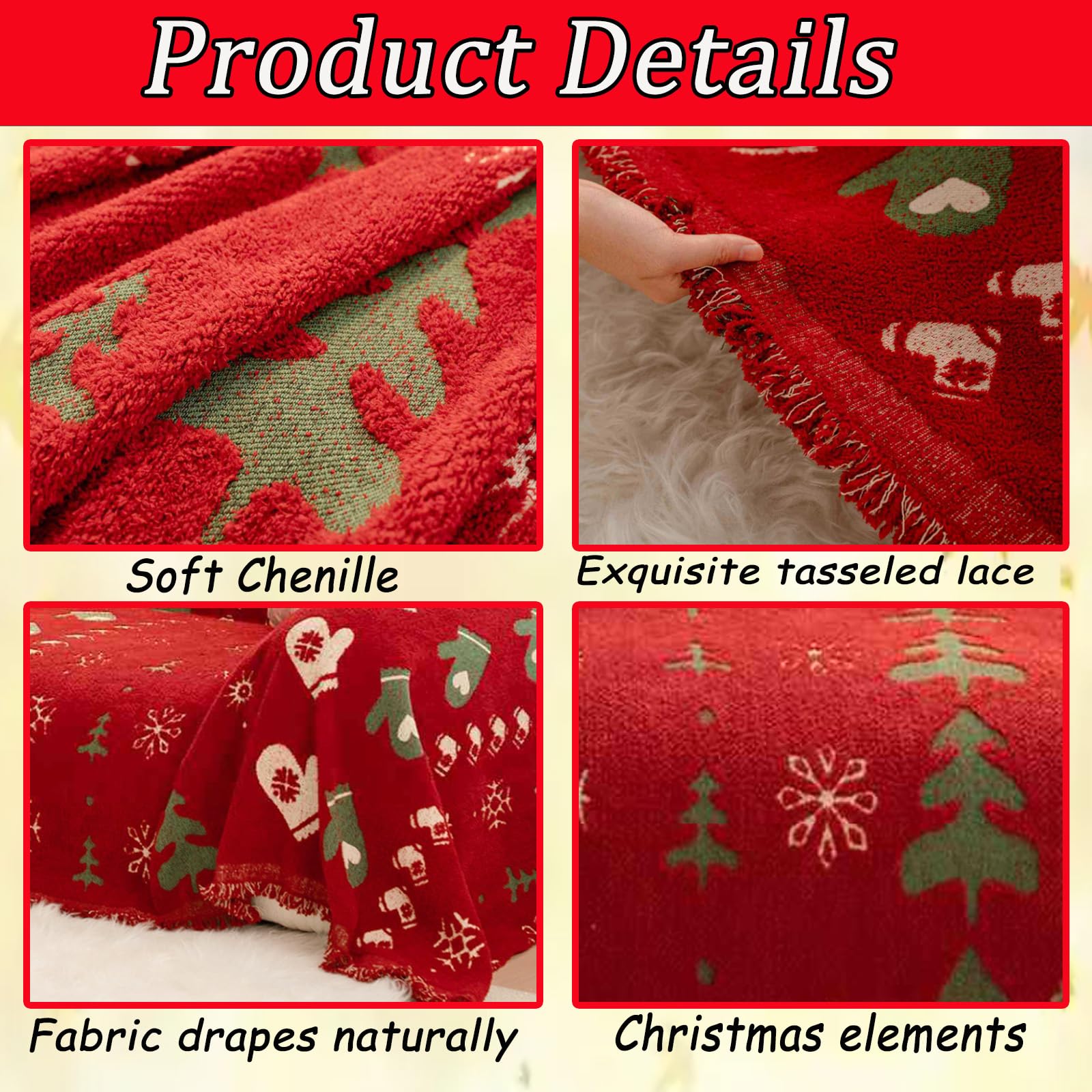 Coperta copripoltrona di Natale con nappine, divano amico degli animali, copridivano grande per 3 posti, Decorazione natalizia doppia reversibile per divano Style-B 180x150cm/71x59in