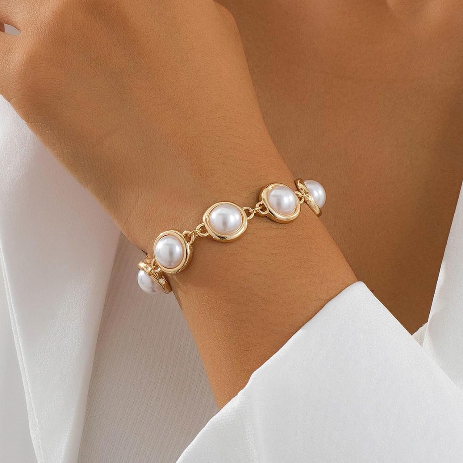 Gold Pearl Bracelets for Women Big Baroque Pearl Stack Bracelets for Wedding Festival Party Jewelry - Image 3