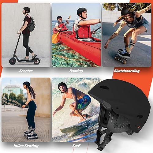 Miniatura 7 de Vihir Casco de deportes acuáticos para adultos con orejas, casco ajustable, perfecto para kayak, canotaje, surf