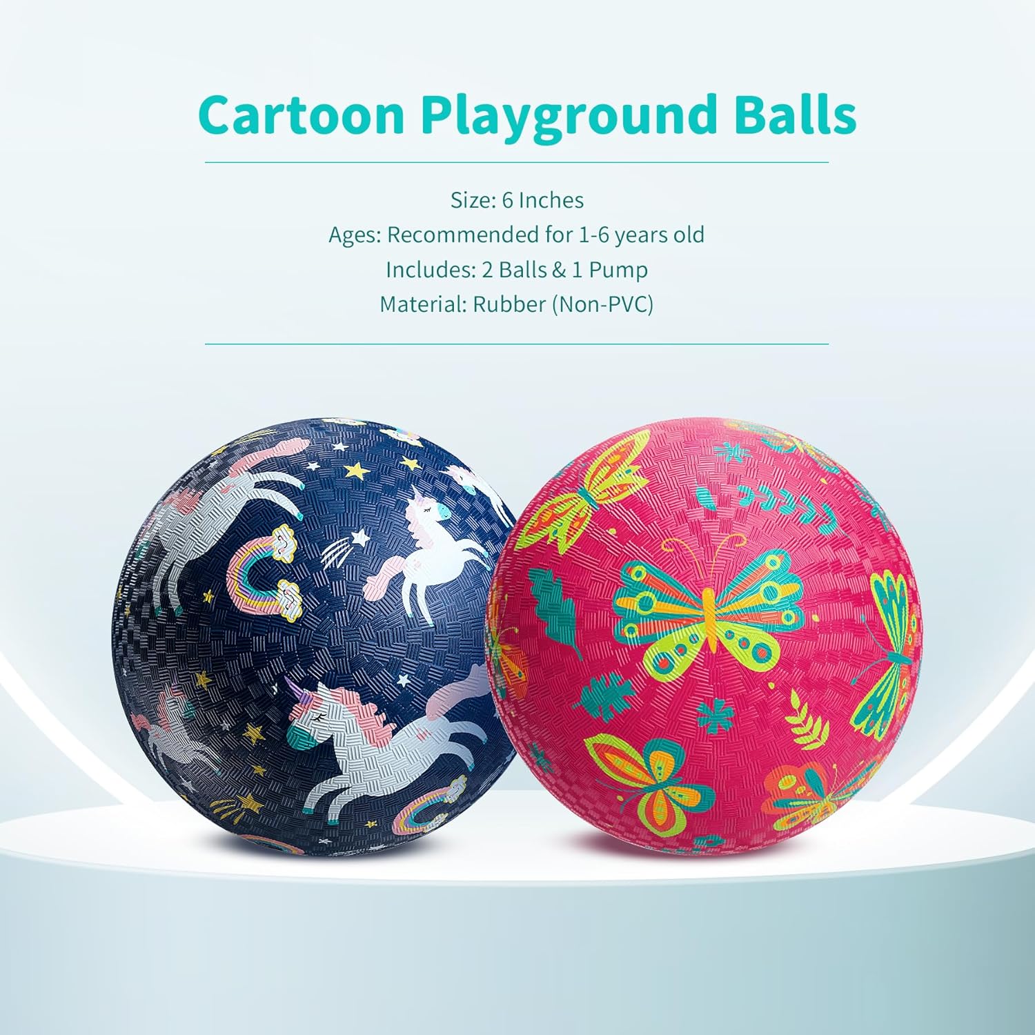 ZOOJOY Pack of 4 Playground Balls, 6" Rubber Bouncy Kickball Set for Toddlers Ages 1-6, Indoor & Outdoor Dodgeball Balls for Kids with 2 Hand Pumps & Gift Boxes – Fun School & Party Toys - Image 2