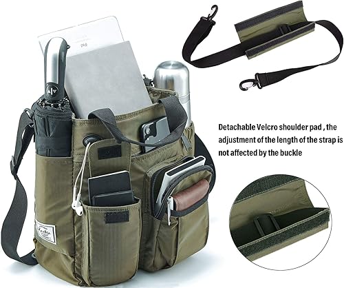 Vista 2 de d'yallee Bolso bandolera para hombre, impermeable, bolsa de trabajo, de nailon