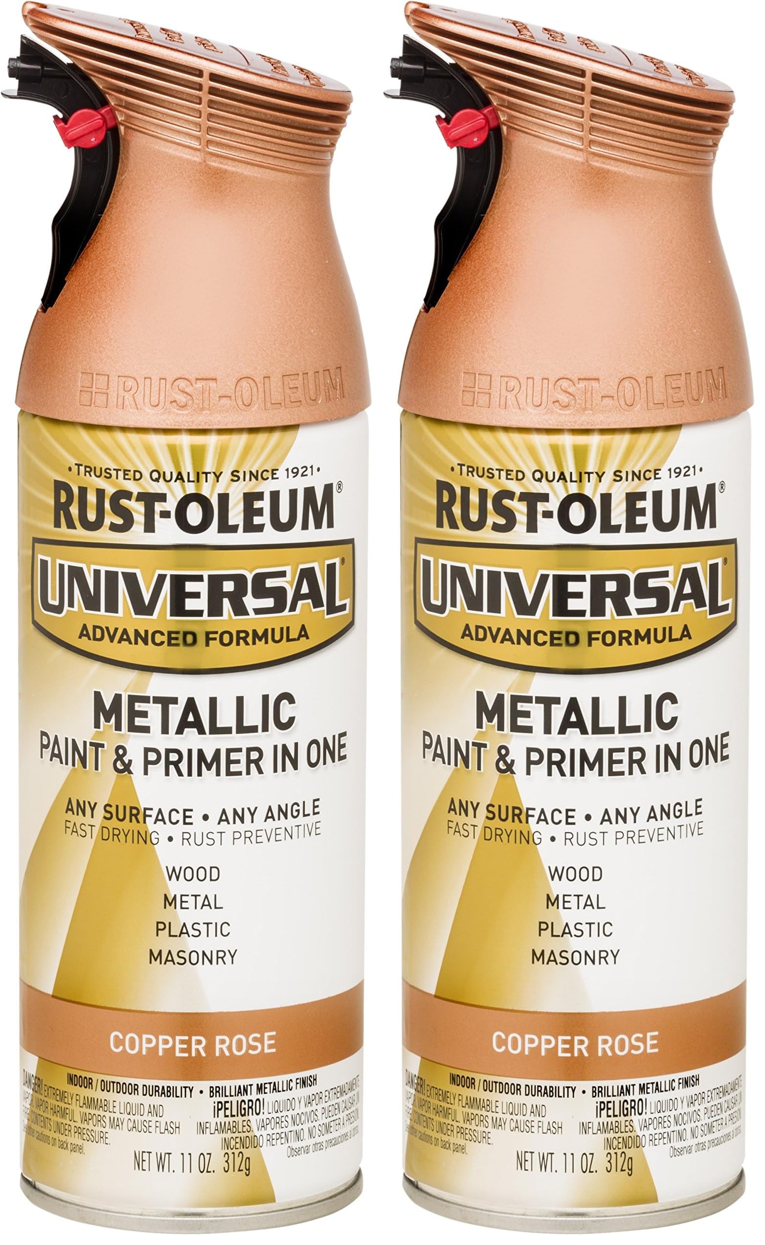 Rust-Oleum 314559 Universal All Surface Metallic Spray Paint, 11 oz, Copper Rose (Pack of 2)