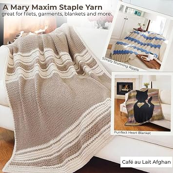 Mary Maxim Best Value Worsted Weight Yarn, 100% Acrylic Medium Weight 4 Yarn for Crocheting and Knitting Filets, Scarves, Mittens, Blankets, and Garments, 6 oz, 342 Yards, Mocha
