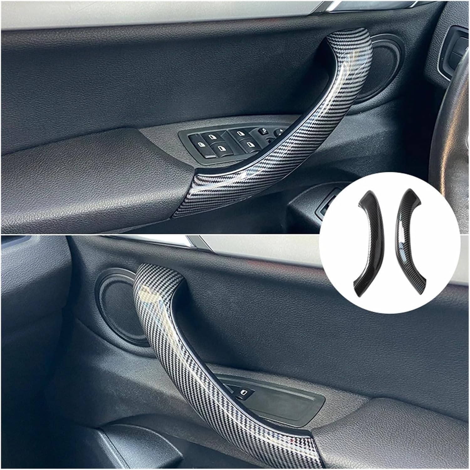 Grab Handles Set Car Interior Handle Inner Door Armrest Panel Pull Trim Cover Fit for BMW X1 X2 F48 F49 F39 Automobile Modification Parts Universal(Black-2PCS)