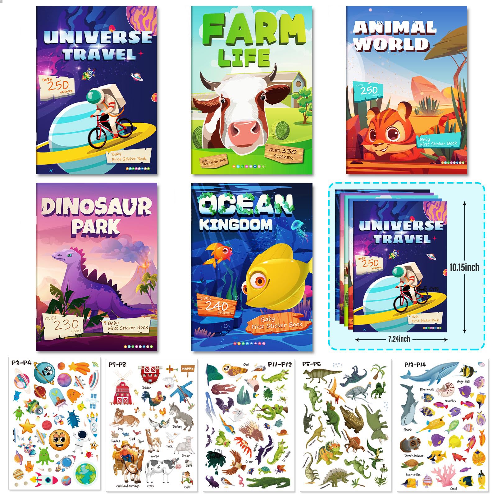 Libro di adesivi per bambini – 1310+ dinosauri Park & Animal Habitat – Side by Side Sticker Activity Book – Scene divertenti libri adesivi riutilizzabili – Ideale per ragazzi e ragazze dai 2