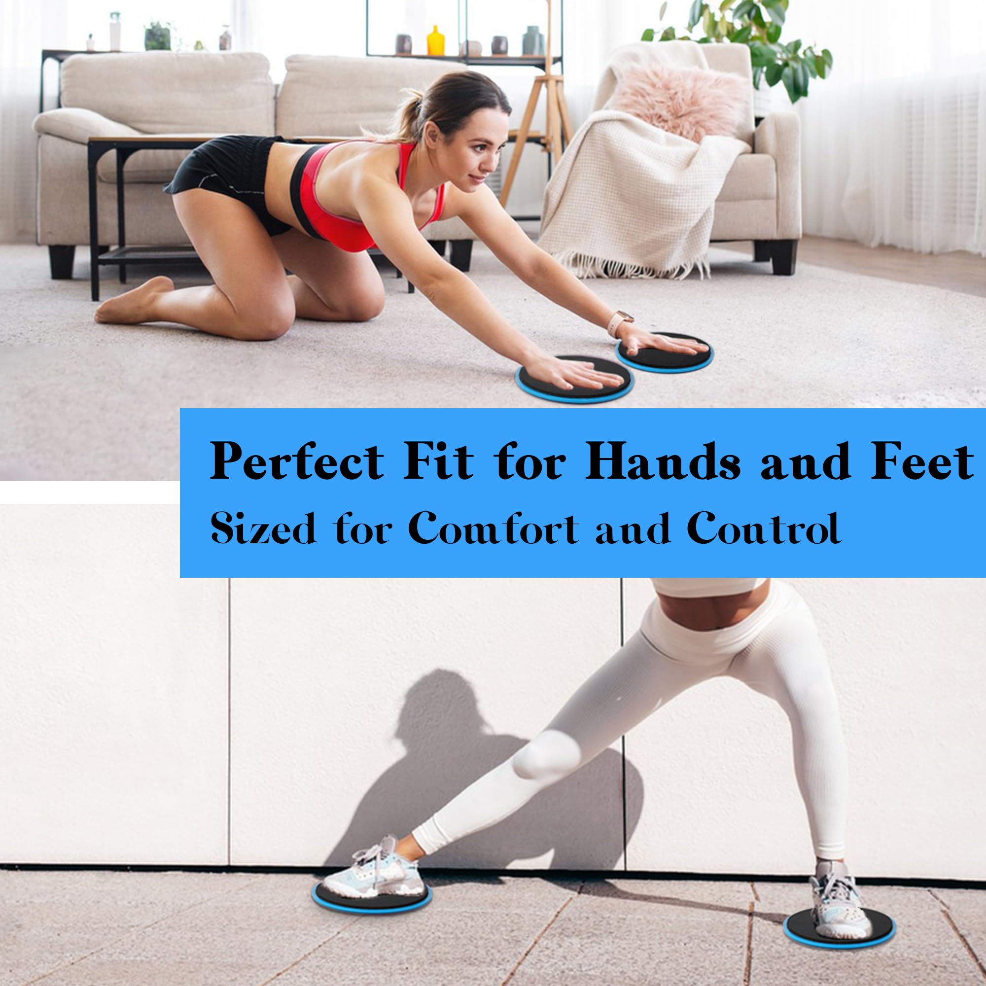 ZILLEEN Deslizadores de ejercicio para entrenar, discos azules de fitness para pilates, mujeres y hombres, paquete de 10