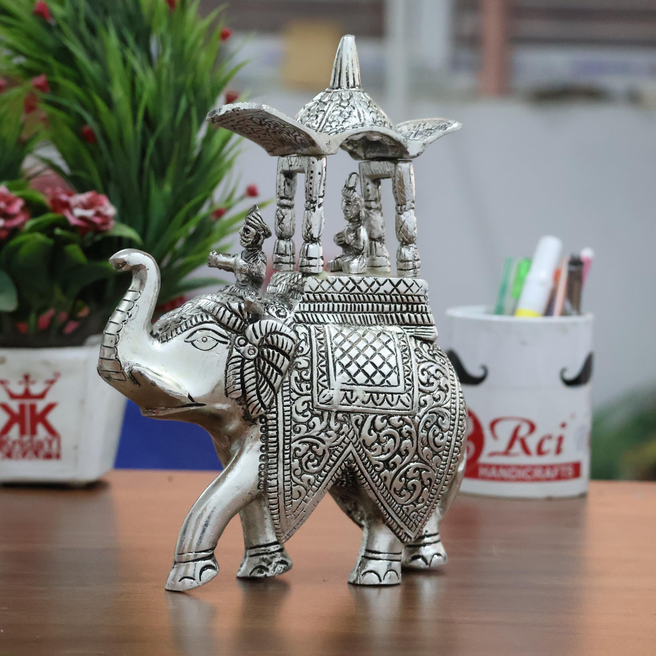 Handcrafted Metal Elephant Statue - Rajasthani Art -8