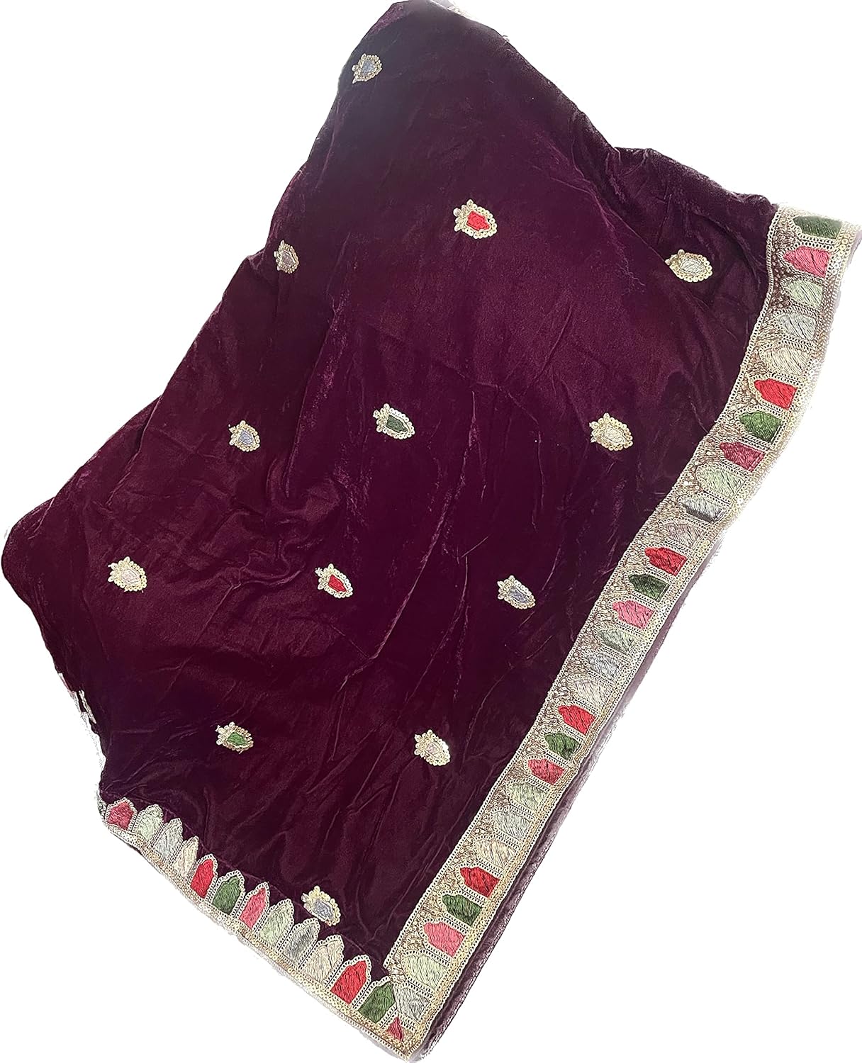 Oversized Embroidered Velvet Shawl, Scarf, Wrap