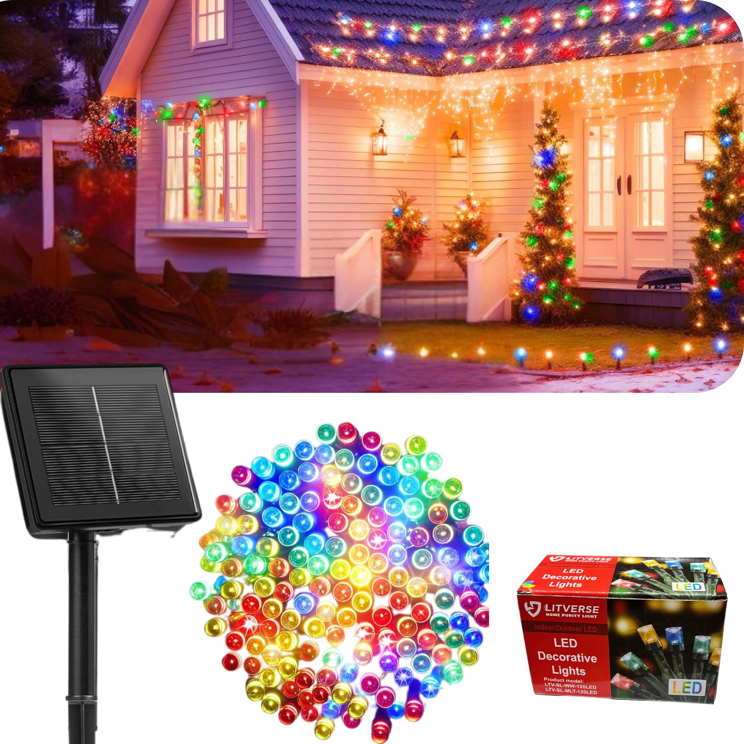 LITVERSE® Solar Powered 120 LED Waterproof String Lights – Indoor/Outdoor Decorative PVC Fairy Lights for Garden, Patio, Landscape, and Holiday Decoration (Multi)-image-24