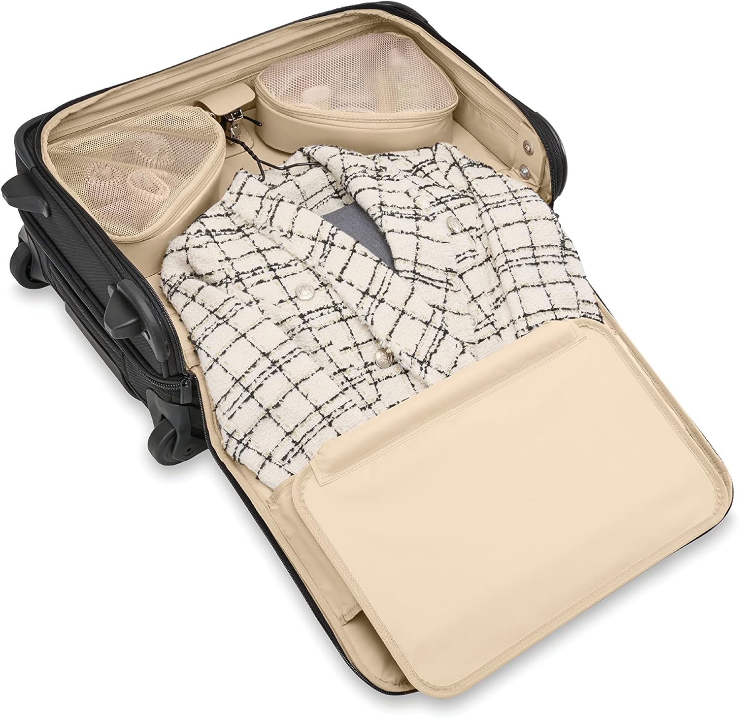 Briggs & Riley 22" Carry-On 2-Wheel Garment Bag - Carry On Luggage for Travel, Suitcases with Wheels, Softside Rolling Bag for Men & Women, Built in Hook for Clothes - Baseline Collection, Black Carry-On Upright Bag Black image 7 of 15 B09Y281GGT