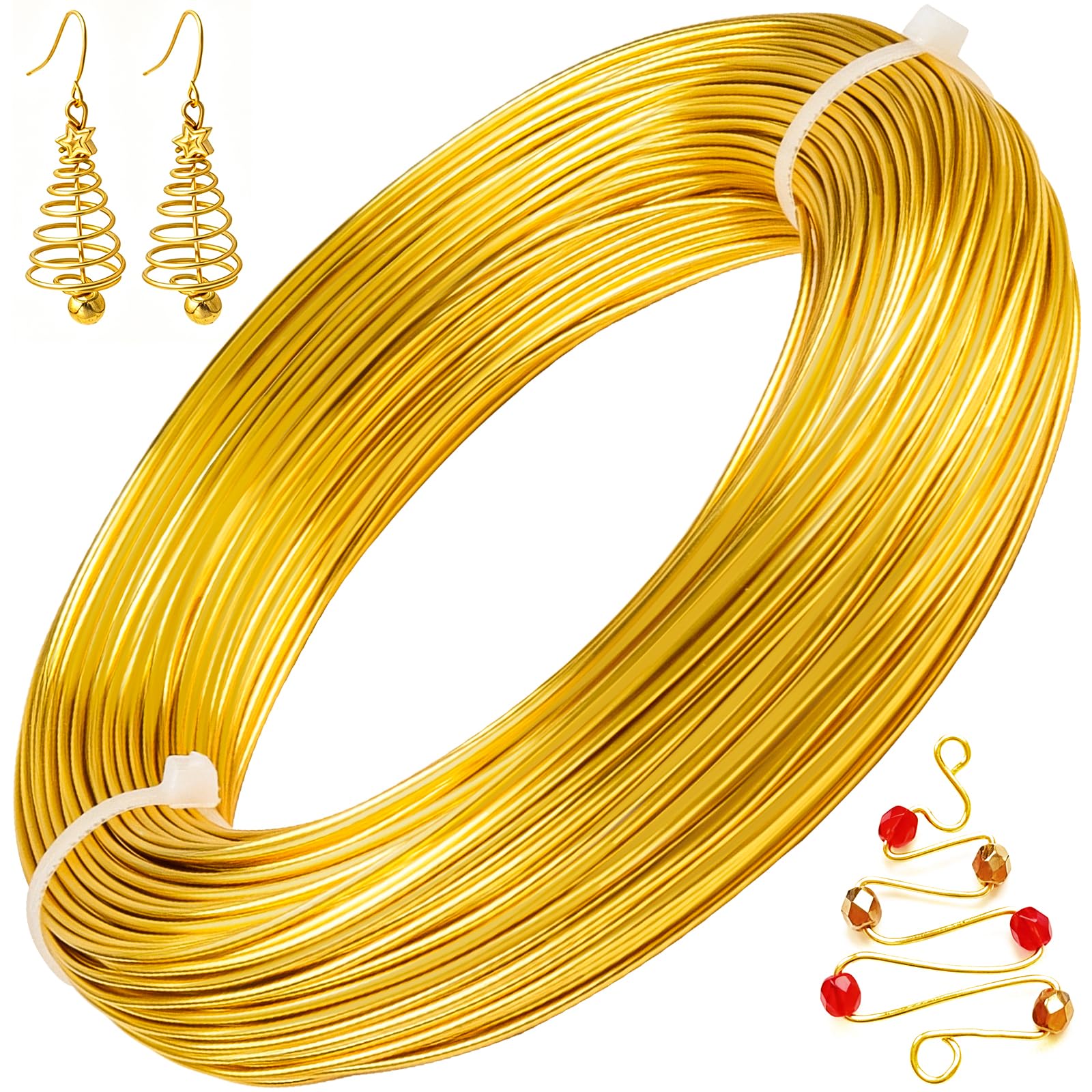 Ouborui 18 Gauge Craft Wire 164 Feet Aluminium Wire Thin Bendable Metal Wire Gold for Jewelry Making, Sculpting, Modelling Skeleton