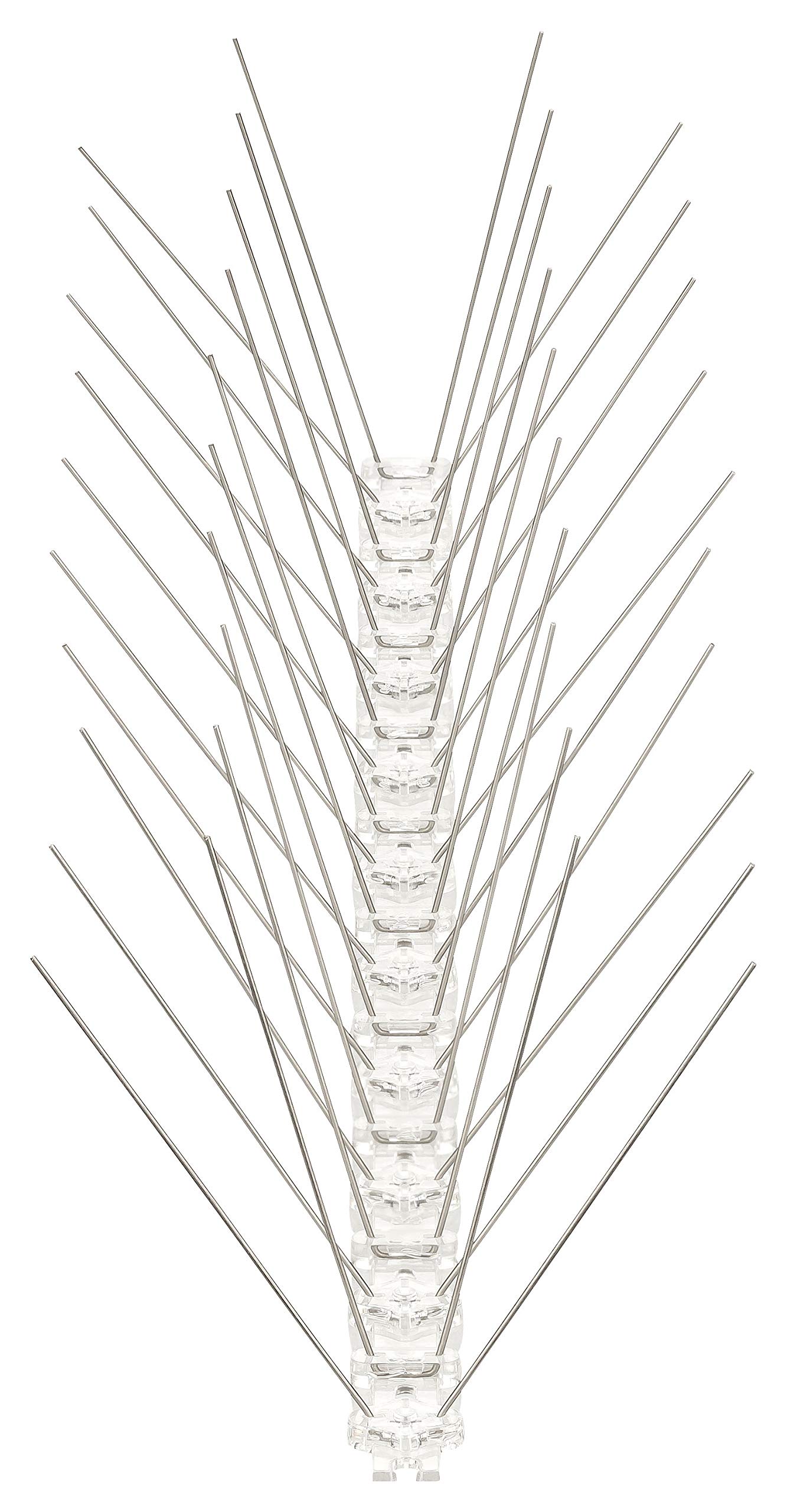 Taubenabwehr Spikes 4-reihig Edelstahl 15 Meter (30 x 50 cm) | Mit Kunststoffleiste, Rostfrei, Flexibel, Montagefreundlich, Für Balkon, Fensterbank, Dach, Zaun