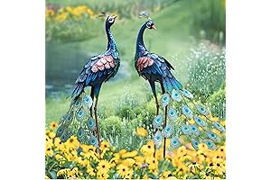 Chisheen Garden Decor Outdoor Statues: Metal Peacock Gifts for Backyard Decoration
