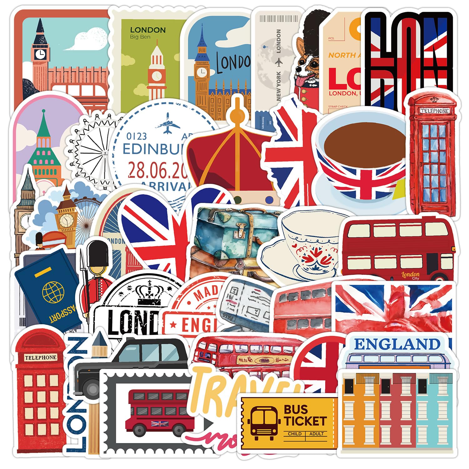 Affoto London Aufkleber für Laptop(50PCS),Geschenk für Kinde