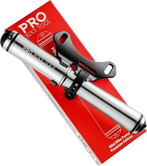 PRO BIKE TOOL Mini Bike Pump Premium Edition - Fits Presta and Schrader valves - High Pressure PSI - Bicycle Tyre Pump for Road and Mountain Bikes
