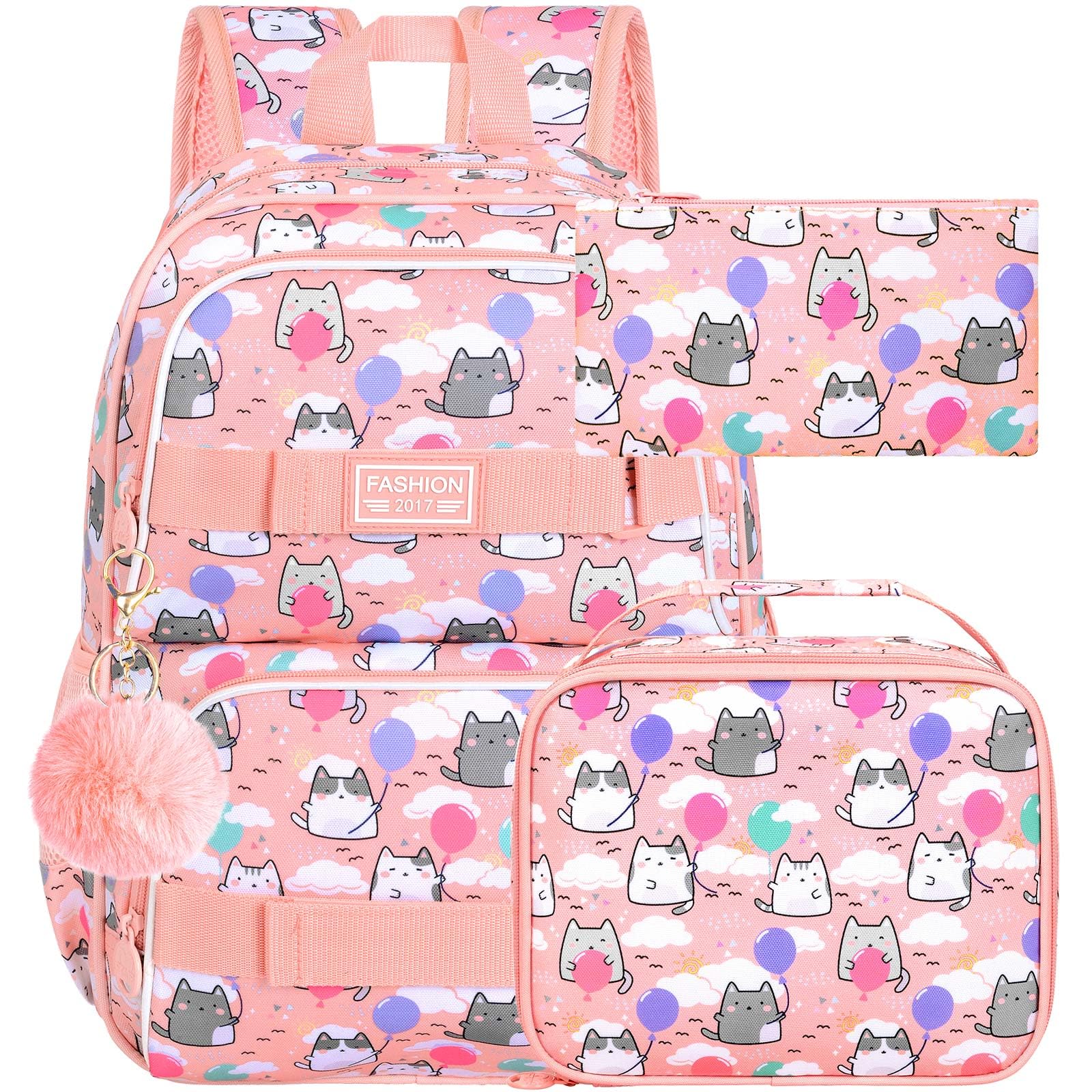 UFNDC Backpack for Girls, 17.5" Water Resistant Cat Galaxy Tie-Dye School Backpacks, Teens Bookbag for Women College Middle