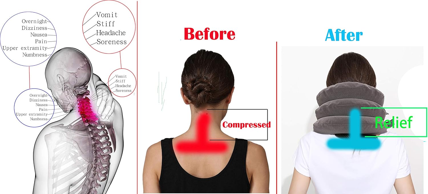 Cervical Neck Traction Device,Effective and Instant Relief for Chronic Neck & Shoulder & Head Pain, More Effective Tension and Comfortable Without Choking by New Design