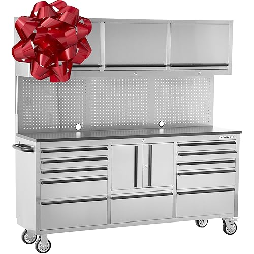 OEM TOOLS OEM24615 72 Inch 11-Drawer Garage Storage Cabinet System, Gifts for Men, Dad Gifts, Rolling Tool Chest, Mobile Workstation Tool Box with Drawers for Garage