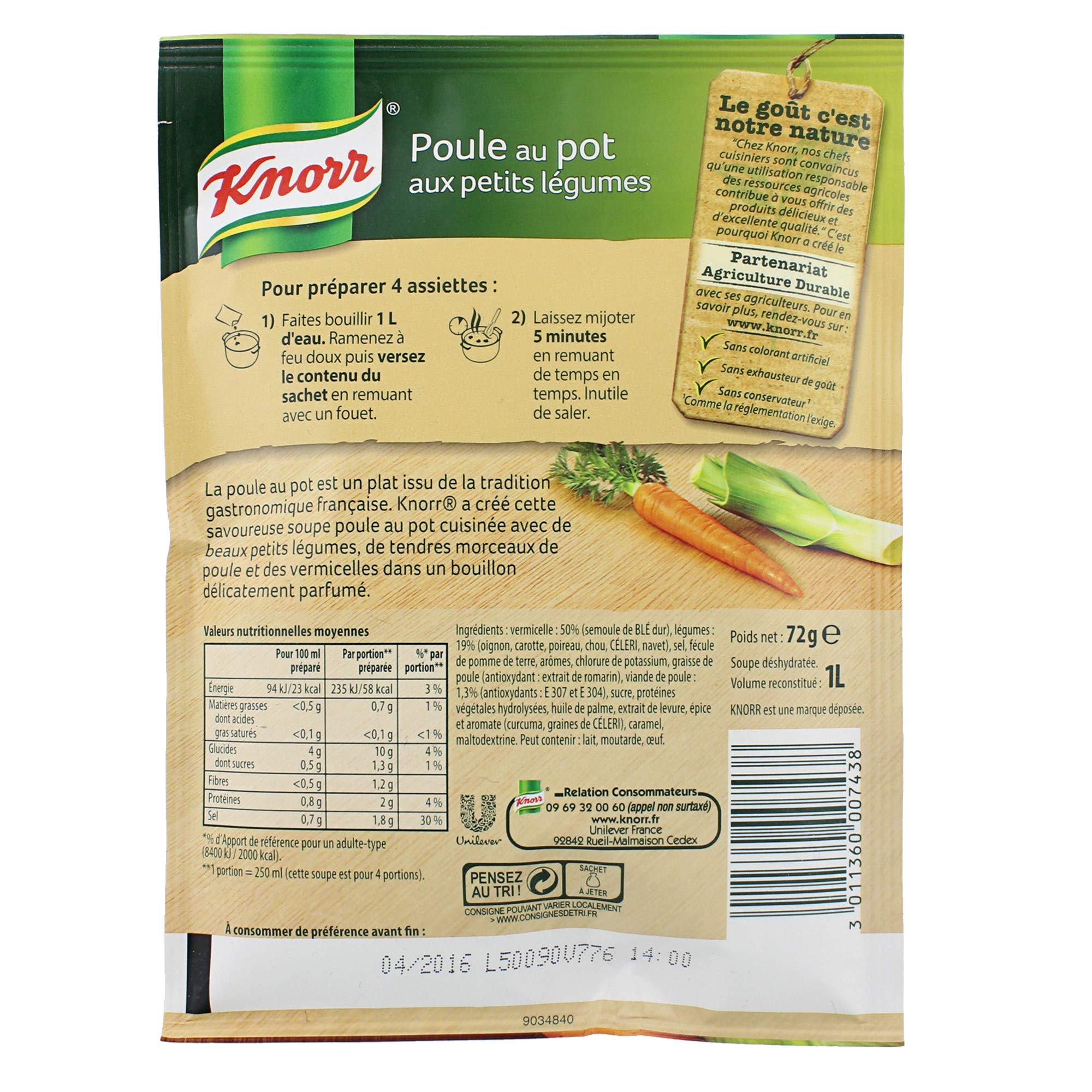 Knorr Suppe Huhn im Topf mit kleinem Gemüse, für 4 Personen, 72 g, 13 Stück