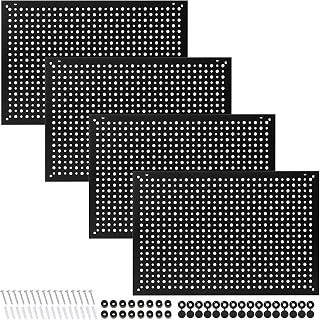 Daanxw 4-Pack Heavy Duty Steel Pegboard Panels 16x10.5" Black - Universal 1/8" & 1/4" Hooks for Garage Tool Storage