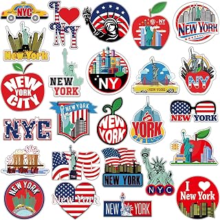 Fabbay 25 Pcs New York Fridge Magnet Magnetic Refrigerator Stickers New York Souvenirs Gifts Refrigerator Magnets for Fridge Laptop Locker Home Decoration Accessories