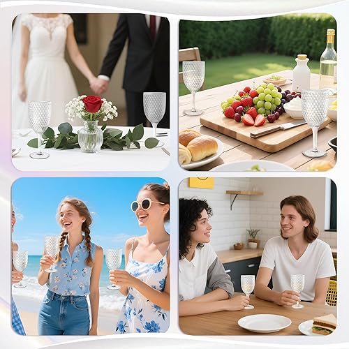 Miniatura 6 de Copas de vino transparentes de cristal de plástico de 13.5 onzas, copas de boda acrílicas, para tostar, cristalería, vasos irrompibles, copas de