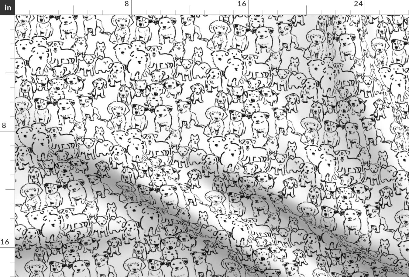 Spoonflower Fabric - Puppies Black White Dogs Dog Puppy Basset Hound Corgis Minimalist Printed on Minky Fabric by The Yard - Sewing Baby Blankets Quilt Backing Plush