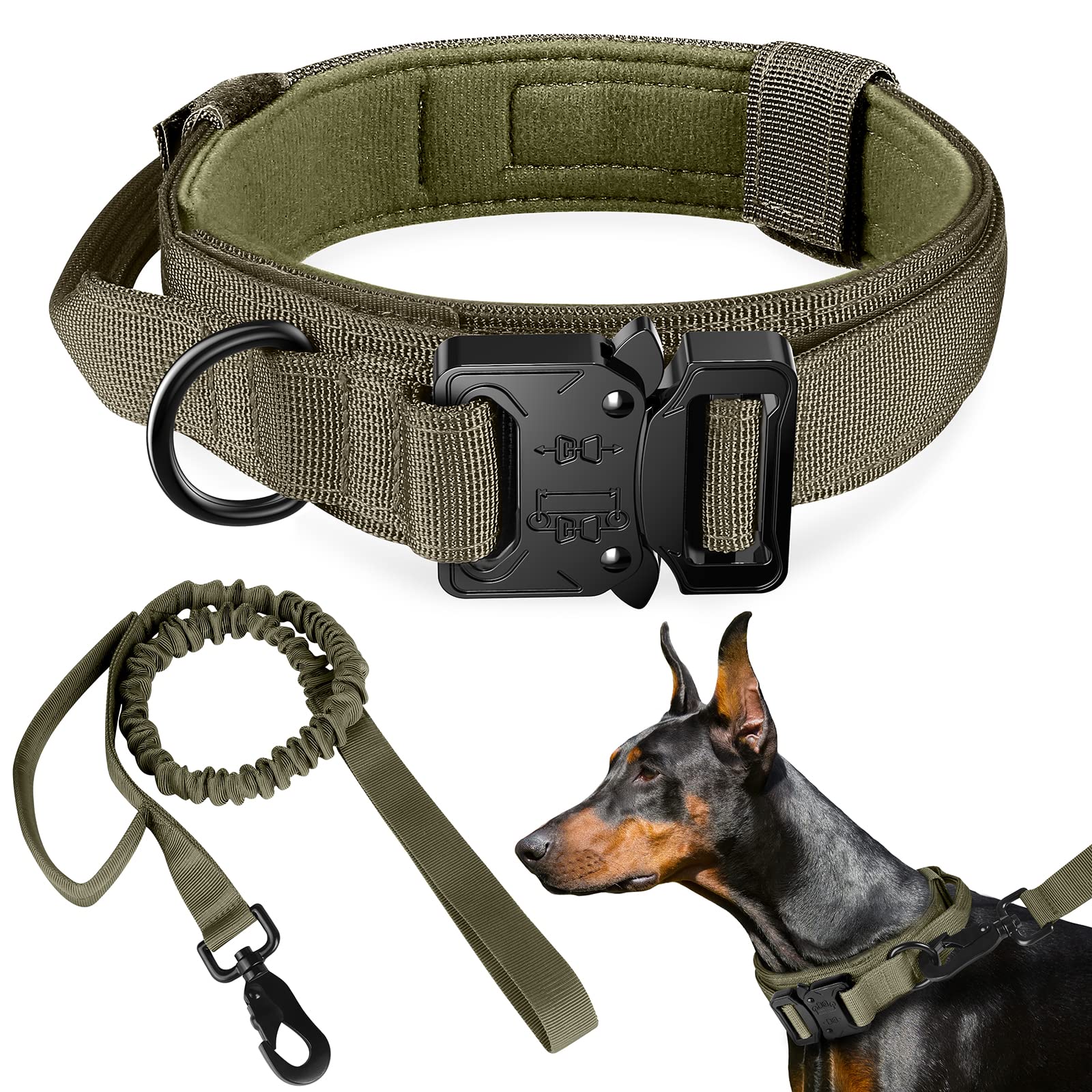 FYA Tactical Dog Collar And Leash Set, Military Dog Collar, Adjustable Training Nylon Dog Collar With Control Handle And Heavy Metal Buckle For Medium And Large Dogs,15 cm,W_6 cm (B0BN9YJM7Y) Amazon Price History, Amazon Price Tracker