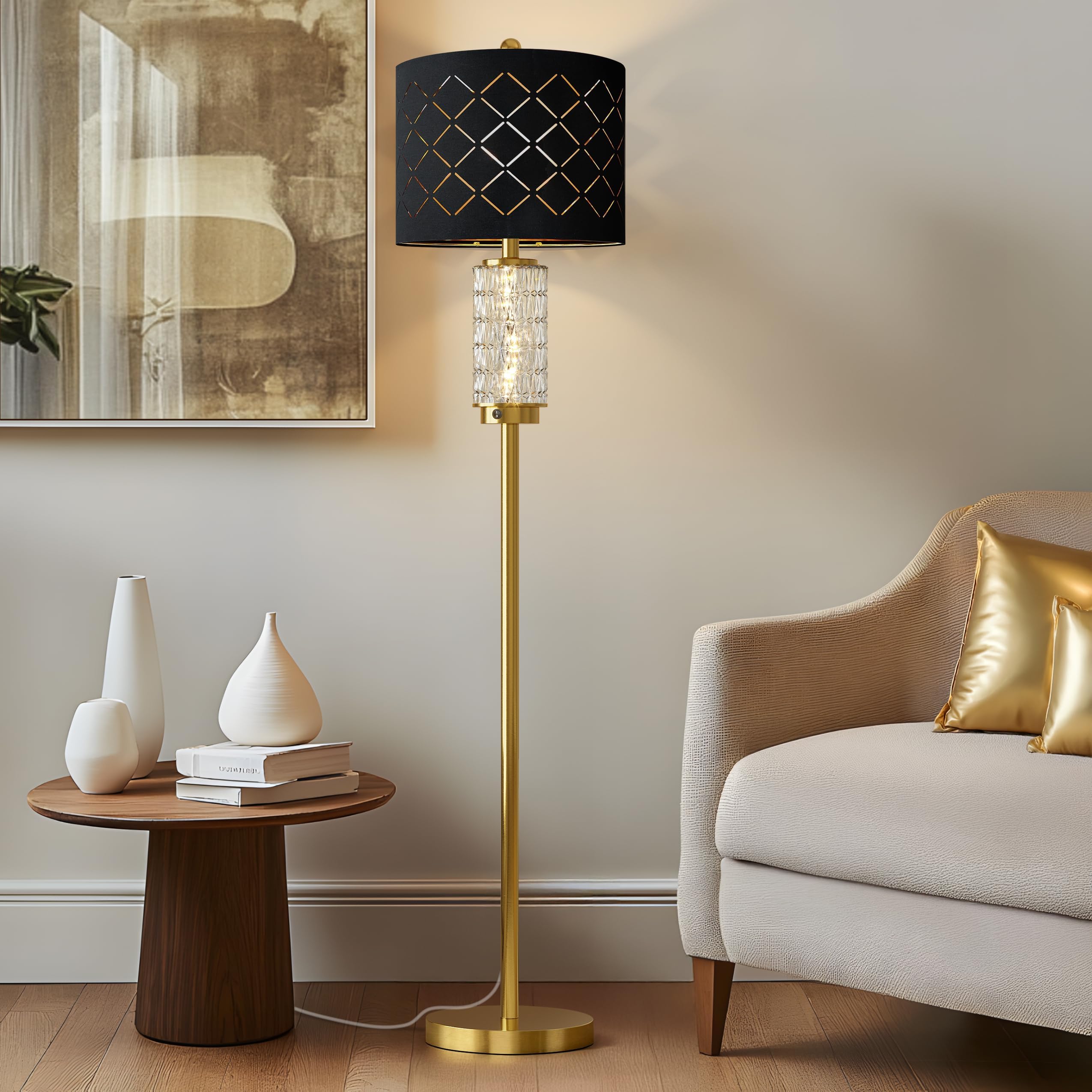 360 Lighting Harlowe Modern Glam Luxury 63" Tall Standing Floor Lamp ...