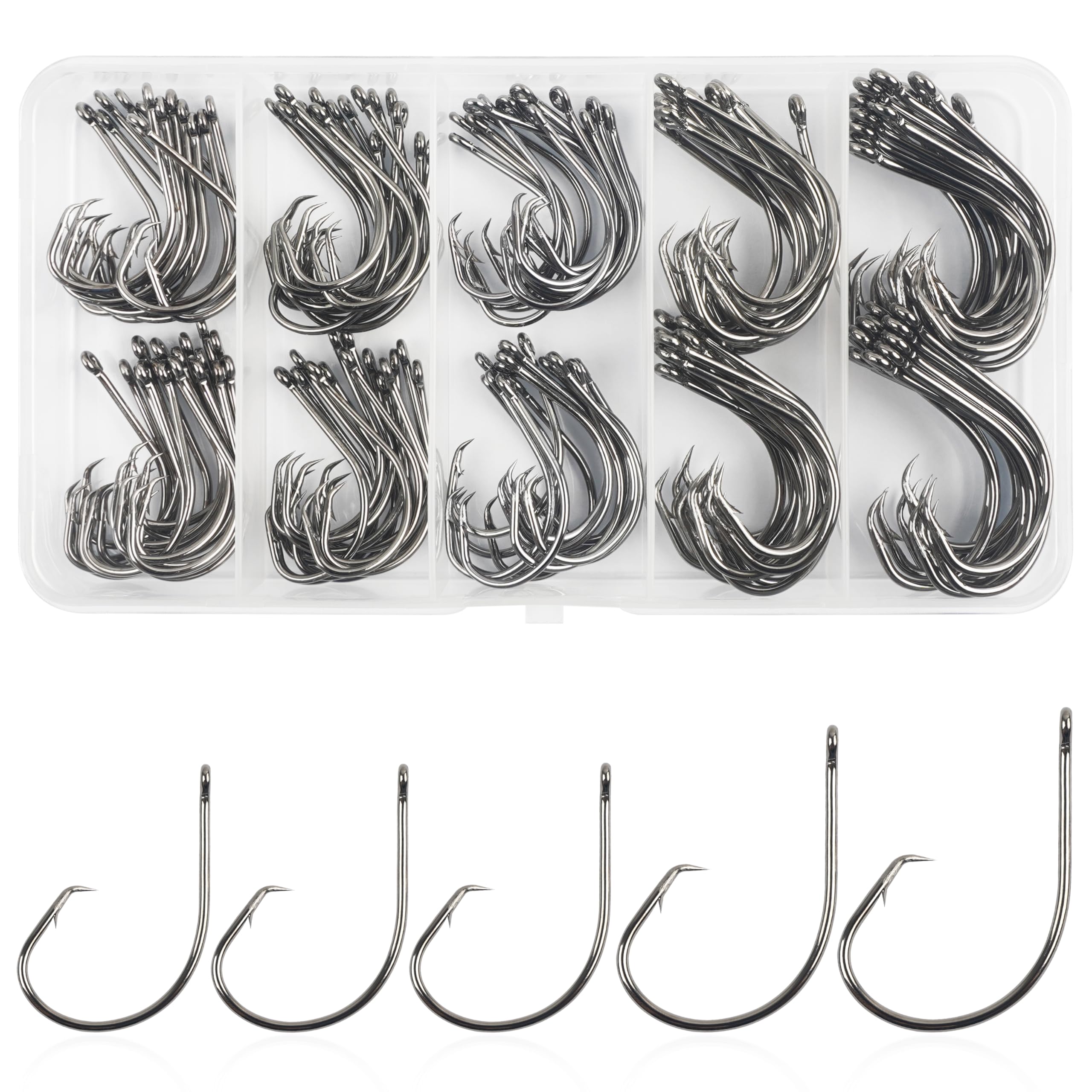 Circle Hooks Saltwater Fishing Hooks in-line Octopus Circle Hook High Carbon Steel Straight Eye Barbed Point Fish Hook for Catfish Bass Striper Saltwater & Freshwater Fishing : Sports & Outdoors