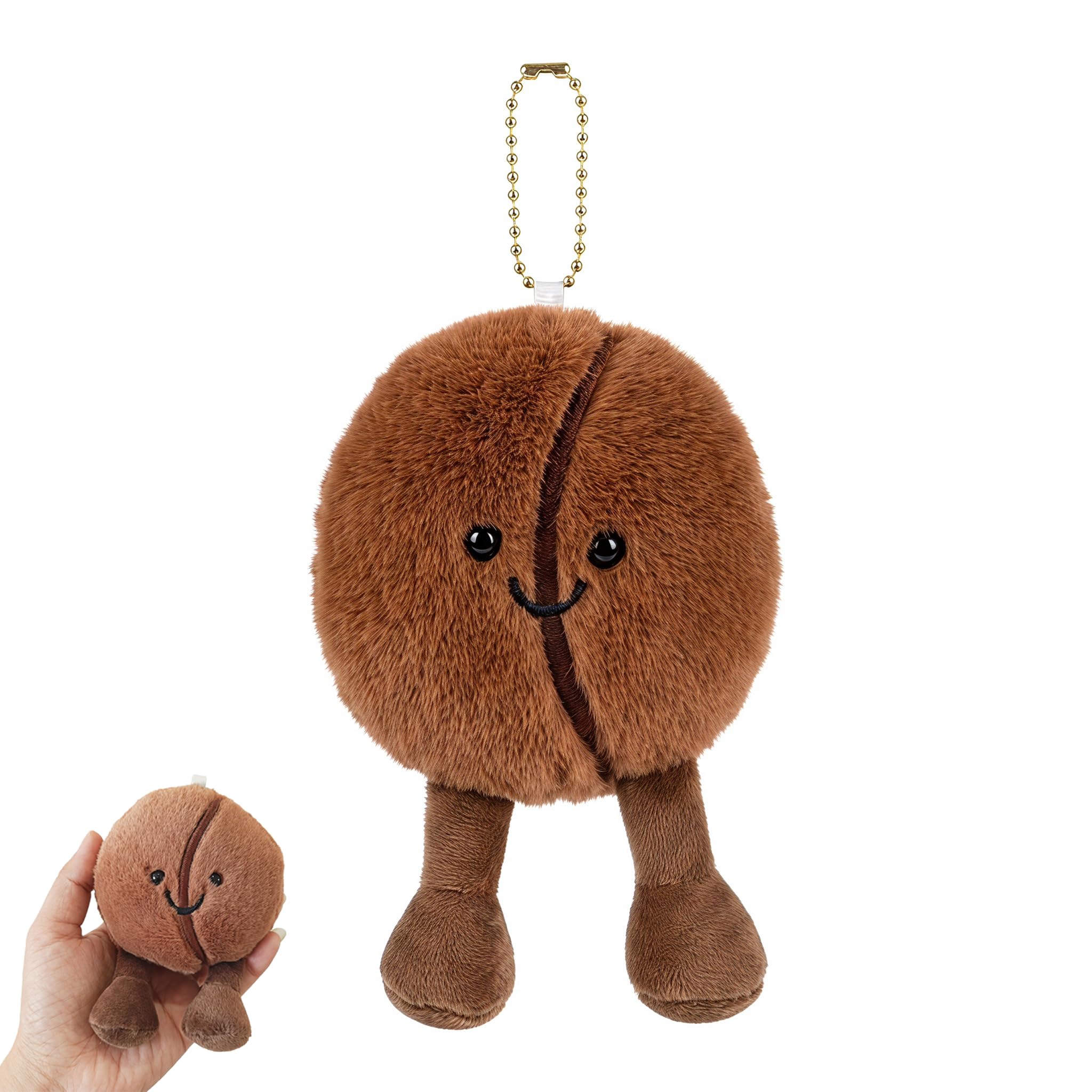 Kaffeebohnen Plüschtier Mini 13cm Kuscheltier Anhänger, Cartoon Weiches Kaffeebohne Plüsch Dekoration für Tasche Auto Schlüsselanhänger, Lustiges Mini Kuscheltier für Zuhause Büro Geschenk