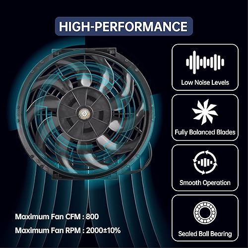 Miniatura 4 de Kit de relé de interruptor de cableado de termostato de ventilador de refrigeración de radiador eléctrico de 12 pulgadas, ventilador de radiador de