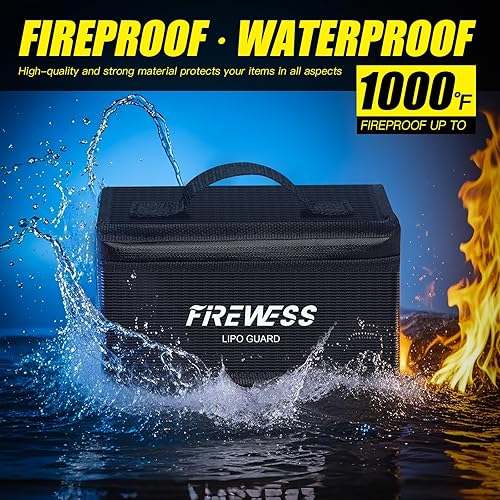 Miniatura 3 de Paquete de 2 bolsas de seguridad Lipo a prueba de fuego, bolsa de batería de litio ignífuga y a prueba de explosiones, bolsa de almacenamiento de