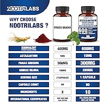 Vista 3 de Astaxantina de 15 mg + Panax Ginseng, suplementos de ginkgo biloba, 90 cápsulas veganas, promueve la energía de la salud ocular, apoyo