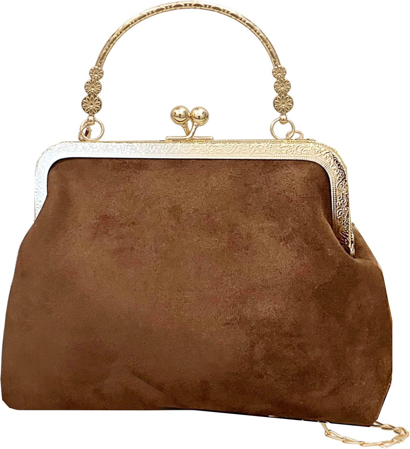 Women's vintage Kiss Lock Handbag Purse Crossbody Shoulder Bag with Chain Strap