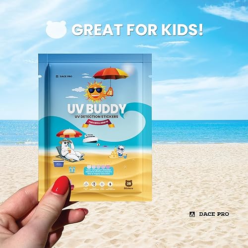 Miniatura 8 de UV Buddy - Paquete de 28 calcomanías de detección UV en forma de oso para protección solar  Divertido recordatorio de protección solar para niños