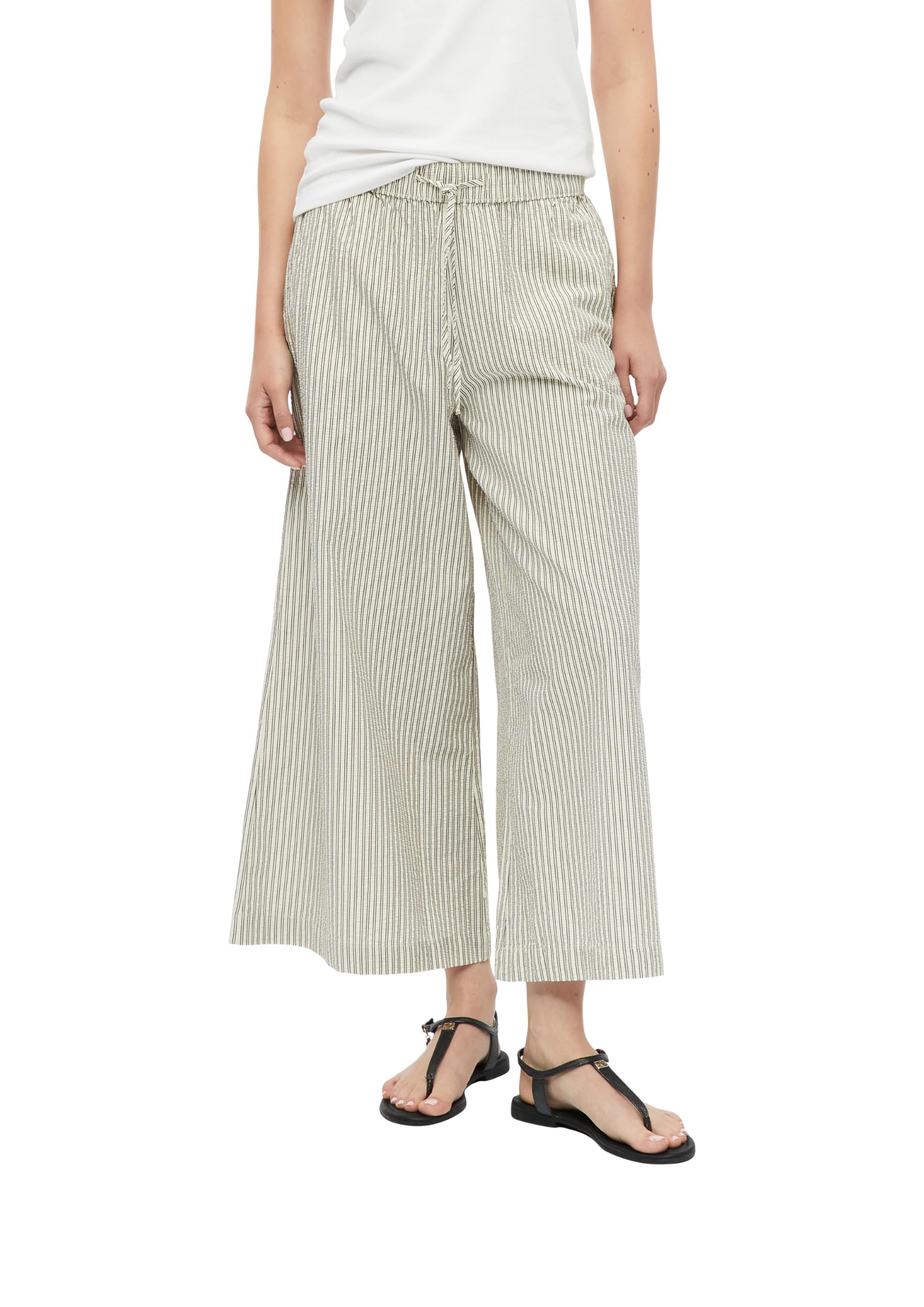 s.Oliver Damen Hose Culotte aus Seersucker mit Weitem Bein