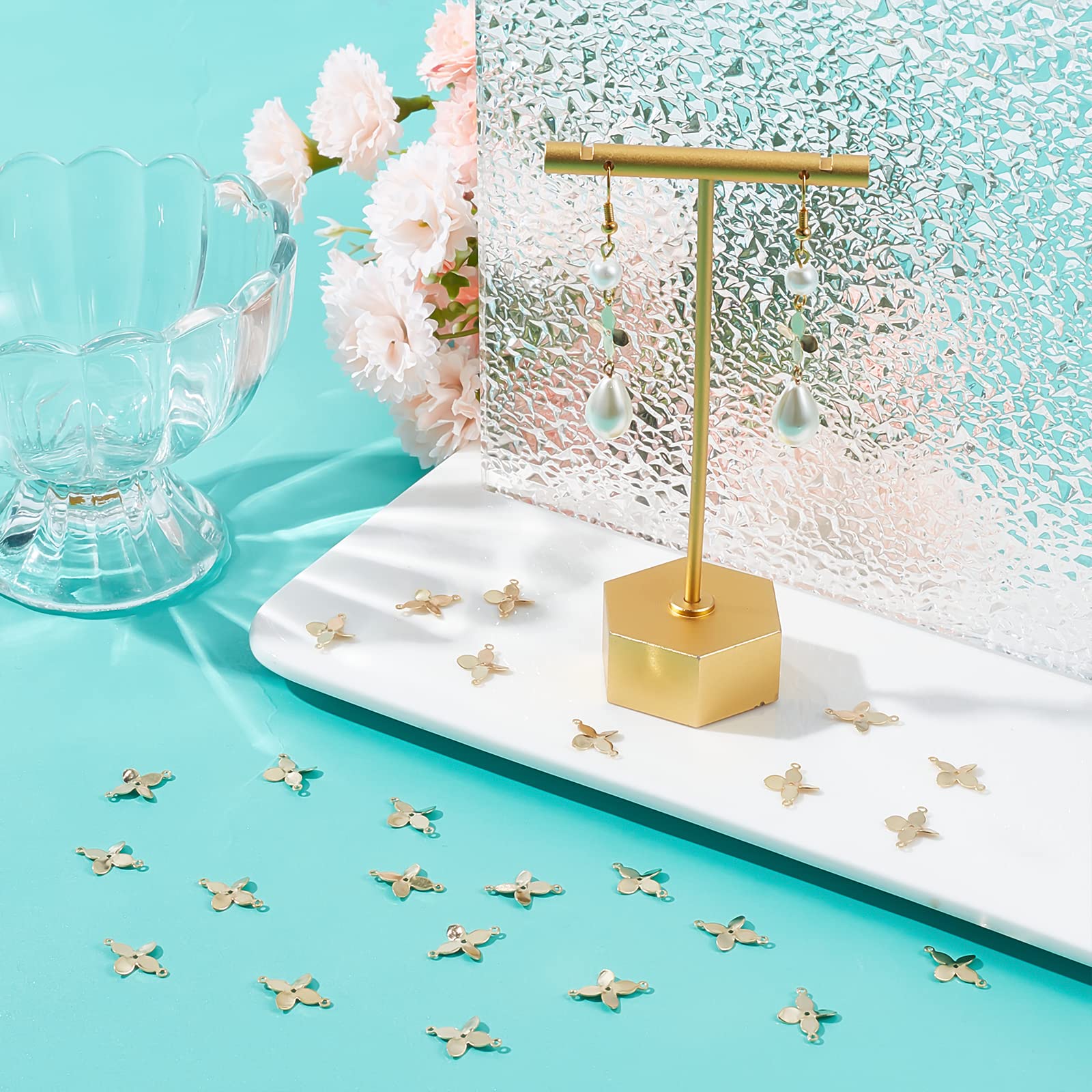 Beebeecraft Connettori Per Gioielli A Forma Di Fiore - 12 Pezzi In 2 Colori, Placcati Oro 18K Con Cubic Zirconia, Per Bracciali E Collane - 2