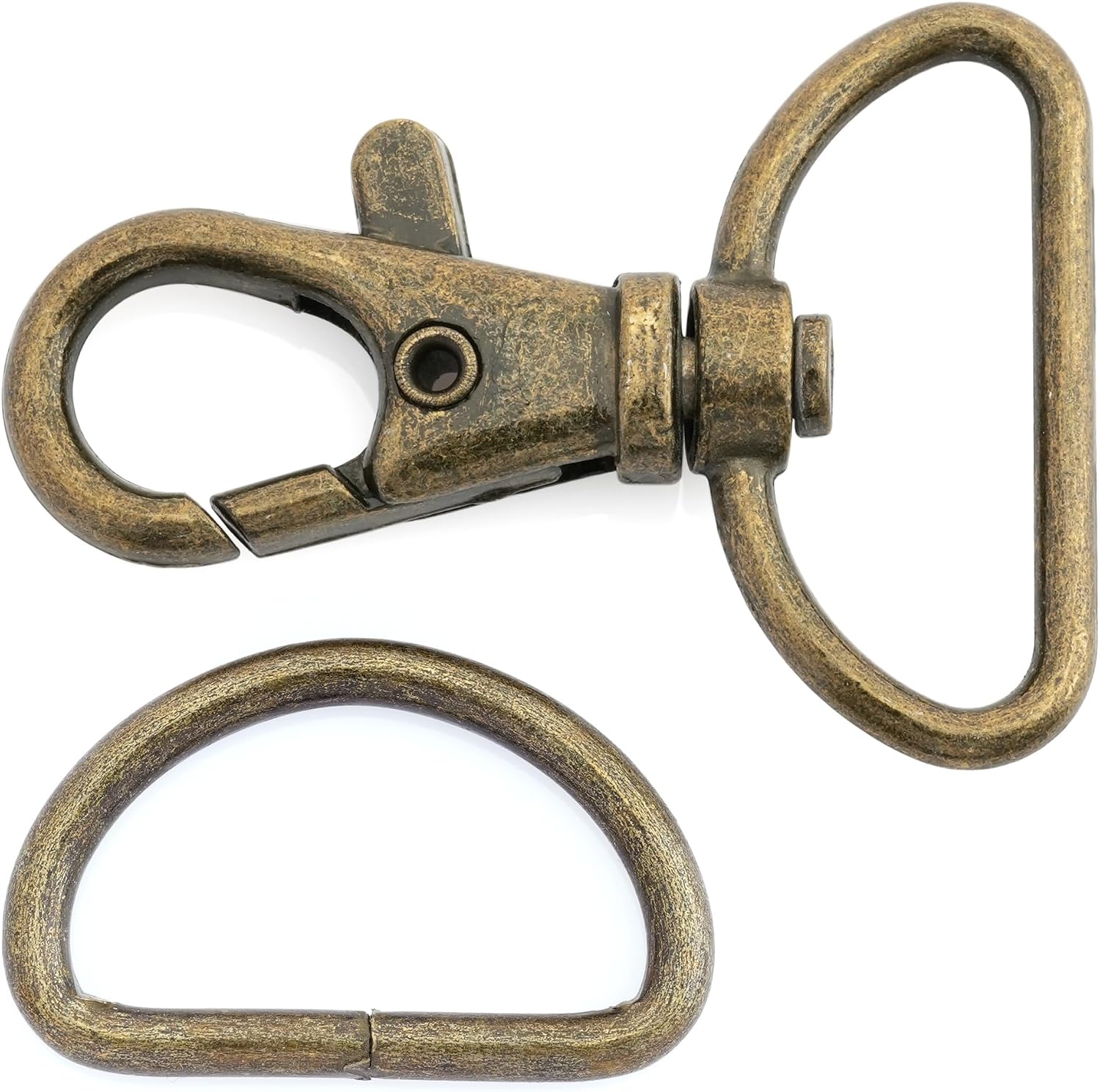 CRAFTMEMORE Swivel Trigger Snap Hooks Classic Lobster Clasps with D-Rings for Purse Strap Lanyard Leather Craft 10 Sets CSD1 (1 Inch, Antique Brass)
