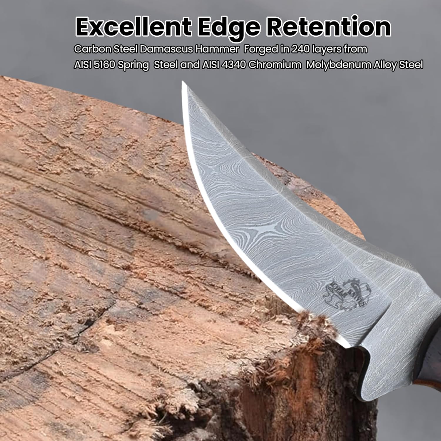 Knives Ranch Handmade Hunting Knife – Damascus Steel Skinning Blade – Full Tang – Rosewood Handle – Horizontal/Vertical Leather Sheath – Fixed Blade EDC Tool