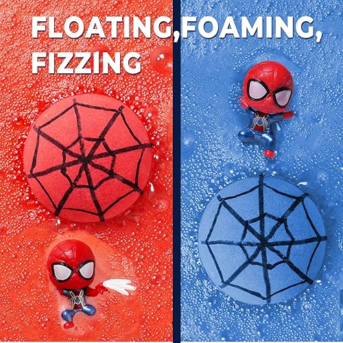 Miniatura 4 de Bombas de baño con sorpresa en el interior, 6 bombas de baño de burbujas orgánicas pintadas en patrón de red, grandes gaseosos naturales