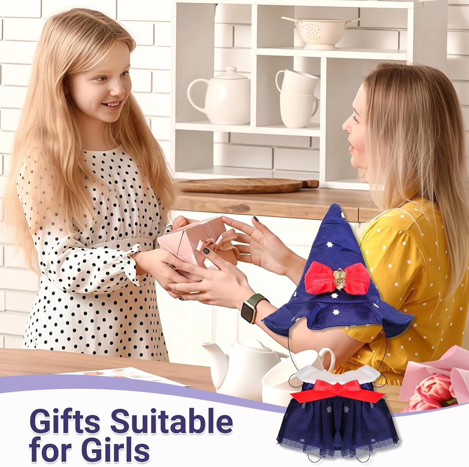 17cm Doll Clothes Halloween Clothes Set Designer Black Dress and Hat for 15-17cm 4 Inch Blind Box Dolls