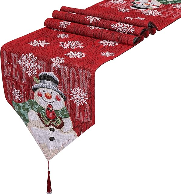 Mogokoyo Christmas Table Runner Holiday Table Runners Home Tablecover Decorative for Dining Room Cardinal Snowflake Snowman Table Runner for Christmas Table Decorations 14"x71"