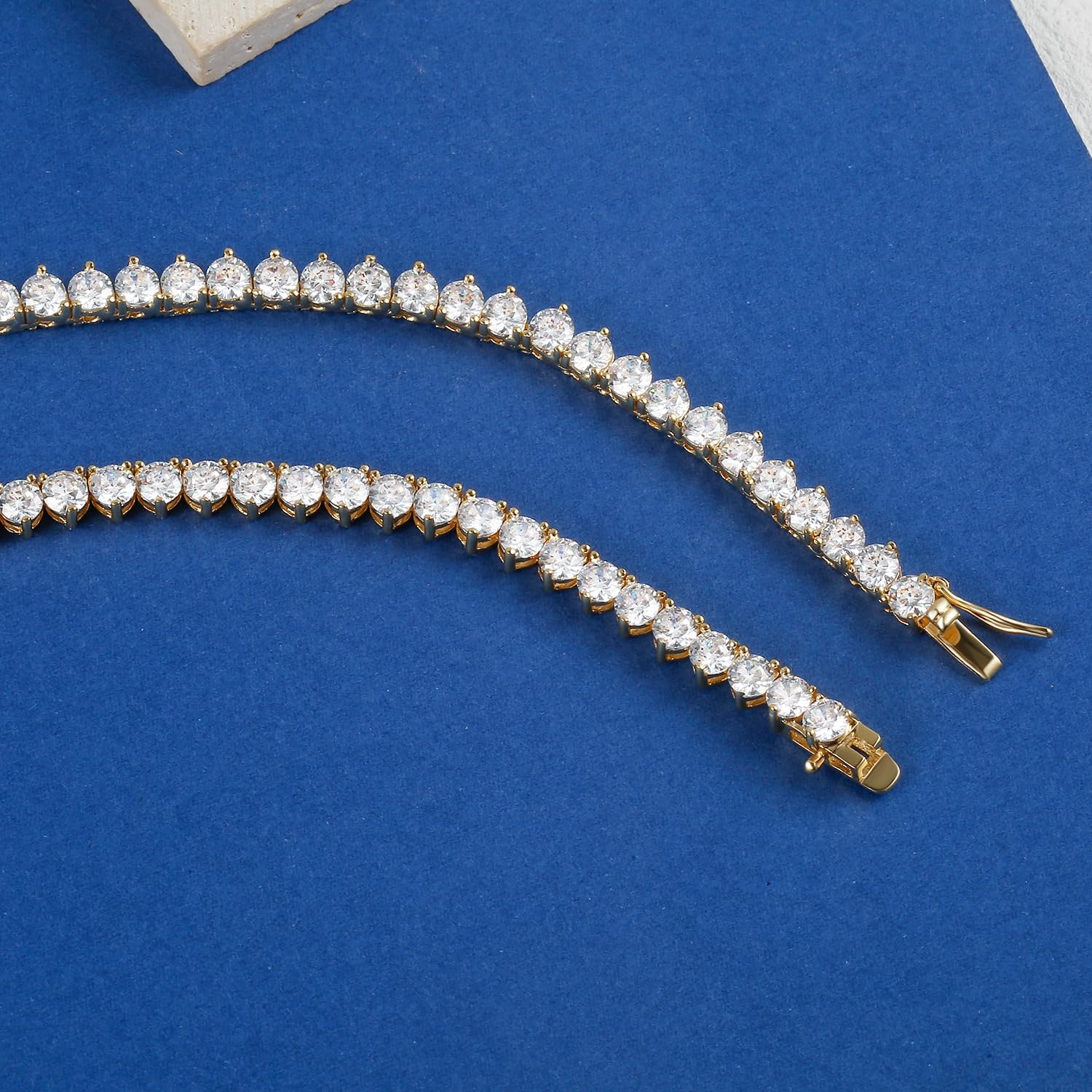 Tennis Necklace for Women and Men 18K White/Yellow Gold Plated 5A 4.0mm Round Cubic Zirconia Cut Faux Diamond chain tennis | Exquisite festival gifts | Sizes 16" and 18" - Image 5