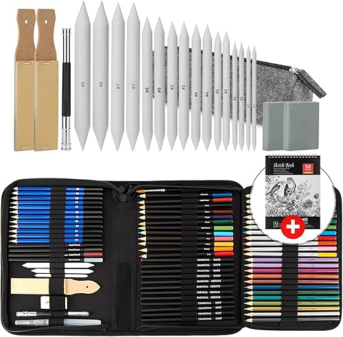 Miniatura 1 de 22 paquetes de herramientas de dibujo de bocetos con 75 lápices de dibujo, juego de lápices de dibujo que contiene lápices de bocetos, lápices de