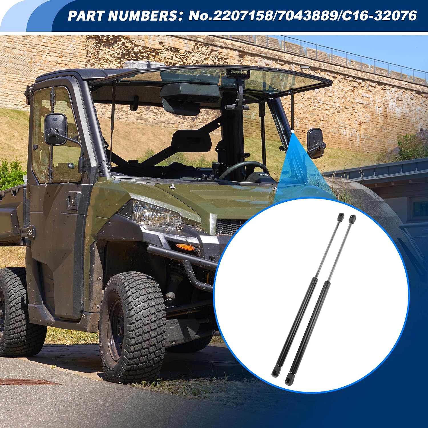 No.2207158/7043889/C16-32076 UTV Windshield Front Window Lift Support Struts for Polaris for Ranger 2013-2025 UTV Gas Struts Springs Shocks
